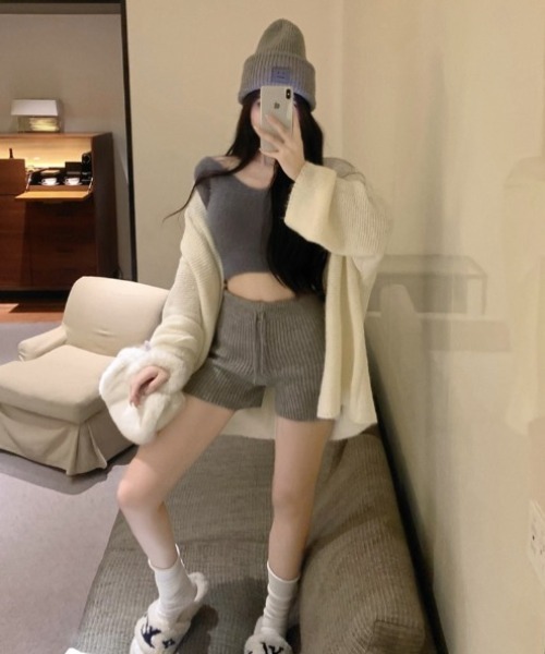 yuue' ( wear )（ユーイ）の「リブニットショートパンツ（その他パンツ・レディース・アイボリー/ブラック/グレー・FREE）」の20枚目の写真