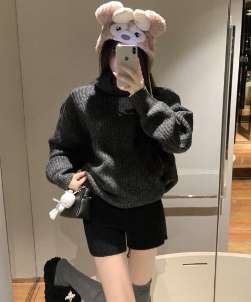 yuue' ( wear )（ユーイ）の「リブニットショートパンツ（その他パンツ・レディース・アイボリー/ブラック/グレー・FREE）」の11枚目の写真