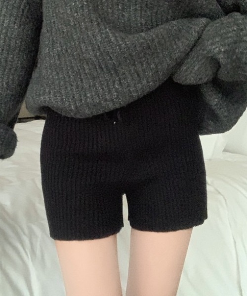 yuue' ( wear )（ユーイ）の「リブニットショートパンツ（その他パンツ・レディース・アイボリー/ブラック/グレー・FREE）」の8枚目の写真