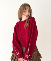 F i.n.t | プチレースアップケーブルニットプルオーバー(ニット/セーター)