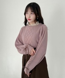 F i.n.t | プチレースアップケーブルニットプルオーバー(ニット/セーター)