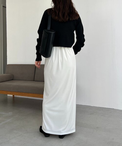 CAPRICIEUX LE'MAGE（カプリシューレマージュ）の「【低身長サイズあり】ベロアIラインスカート（スカート・レディース・ブラウン/オフホワイト/ブラック・36/38/PS）」の7枚目の写真