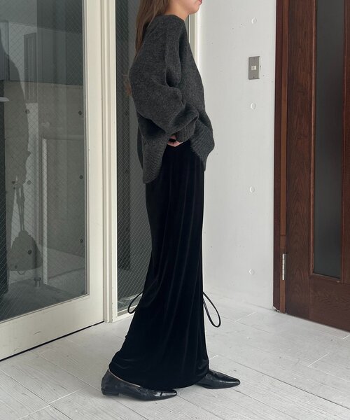 CAPRICIEUX LE'MAGE（カプリシューレマージュ）の「【低身長サイズあり】ベロアIラインスカート（スカート・レディース・ブラウン/オフホワイト/ブラック・36/38/PS）」の6枚目の写真