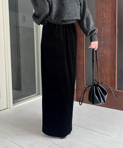 CAPRICIEUX LE'MAGE（カプリシューレマージュ）の「【低身長サイズあり】ベロアIラインスカート（スカート・レディース・ブラウン/オフホワイト/ブラック・36/38/PS）」の10枚目の写真
