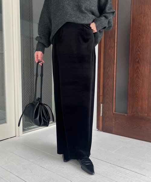 CAPRICIEUX LE'MAGE（カプリシューレマージュ）の「【低身長サイズあり】ベロアIラインスカート（スカート・レディース・ブラウン/オフホワイト/ブラック・36/38/PS）」の8枚目の写真