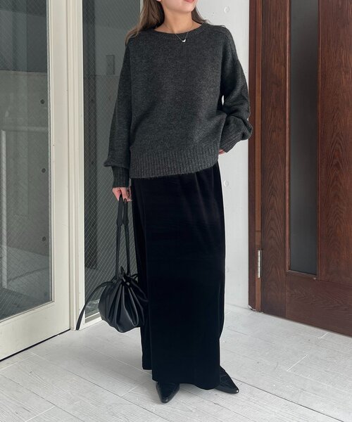 CAPRICIEUX LE'MAGE（カプリシューレマージュ）の「【低身長サイズあり】ベロアIラインスカート（スカート・レディース・ブラウン/オフホワイト/ブラック・36/38/PS）」の11枚目の写真