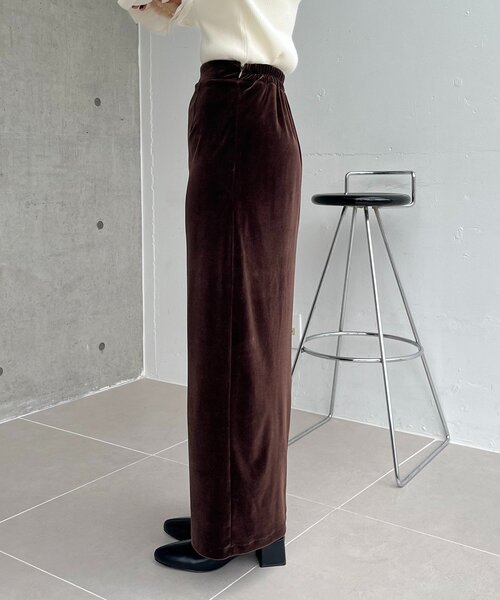CAPRICIEUX LE'MAGE（カプリシューレマージュ）の「【低身長サイズあり】ベロアIラインスカート（スカート・レディース・ブラウン/オフホワイト/ブラック・36/38/PS）」の9枚目の写真