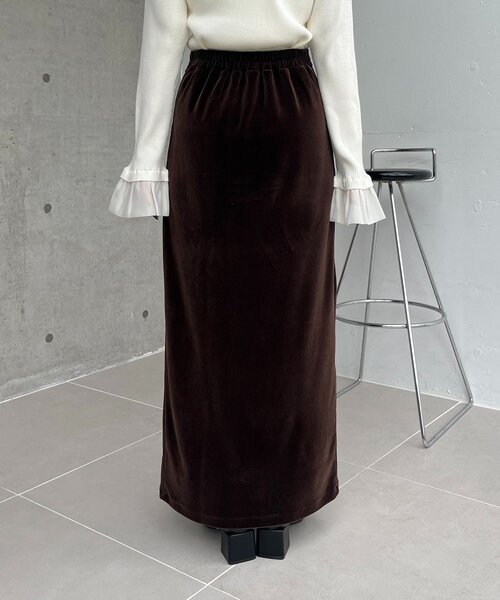CAPRICIEUX LE'MAGE（カプリシューレマージュ）の「【低身長サイズあり】ベロアIラインスカート（スカート・レディース・ブラウン/オフホワイト/ブラック・36/38/PS）」の12枚目の写真