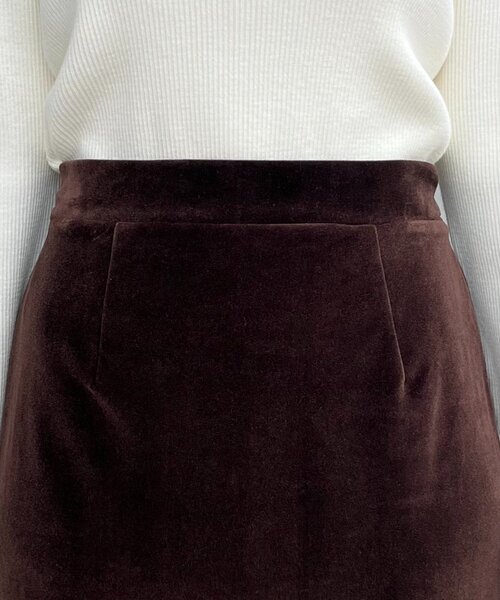 CAPRICIEUX LE'MAGE（カプリシューレマージュ）の「【低身長サイズあり】ベロアIラインスカート（スカート・レディース・ブラウン/オフホワイト/ブラック・36/38/PS）」の17枚目の写真