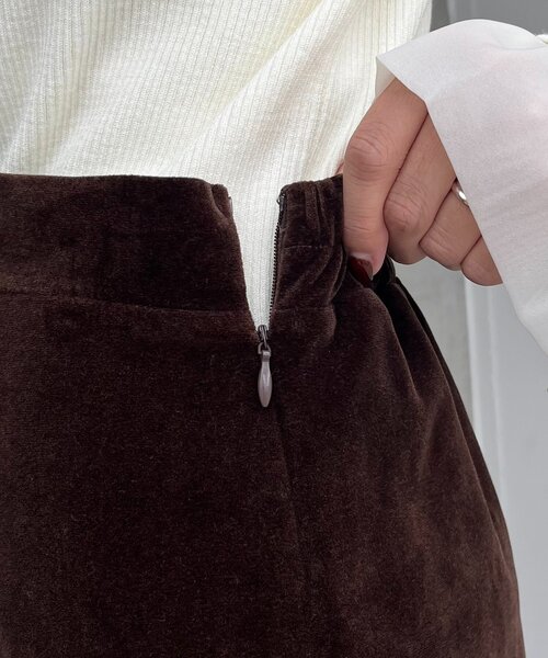 CAPRICIEUX LE'MAGE（カプリシューレマージュ）の「【低身長サイズあり】ベロアIラインスカート（スカート・レディース・ブラウン/オフホワイト/ブラック・36/38/PS）」の15枚目の写真