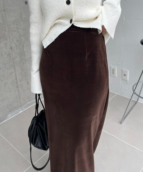 低身長サイズあり】ベロアIラインスカート（スカート）｜CAPRICIEUX LE
