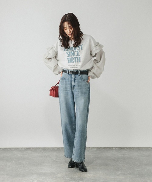 GLOBAL WORK（グローバルワーク）の「フリルプリントスウェットプルオーバー/599584（スウェット・レディース・オフホワイト/ダークグレー/ライトグレー・MEDIUM/LARGE）」の9枚目の写真