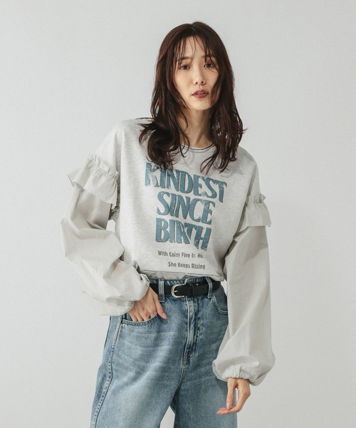 GLOBAL WORK（グローバルワーク）の「フリルプリントスウェットプルオーバー/599584（スウェット・レディース・オフホワイト/ダークグレー/ライトグレー・MEDIUM/LARGE）」の10枚目の写真