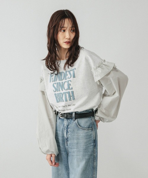 GLOBAL WORK（グローバルワーク）の「フリルプリントスウェットプルオーバー/599584（スウェット・レディース・オフホワイト/ダークグレー/ライトグレー・MEDIUM/LARGE）」の11枚目の写真