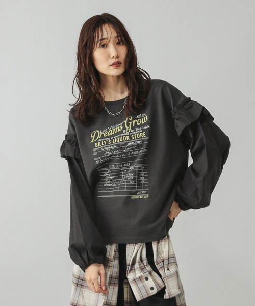 GLOBAL WORK（グローバルワーク）の「フリルプリントスウェットプルオーバー/599584（スウェット・レディース・オフホワイト/ダークグレー/ライトグレー・MEDIUM/LARGE）」の15枚目の写真