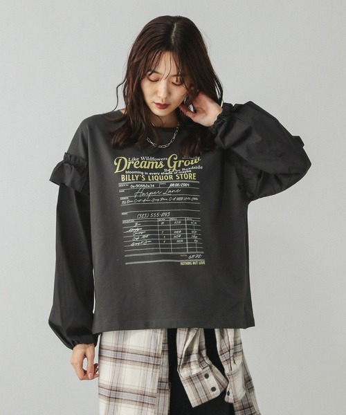 GLOBAL WORK（グローバルワーク）の「フリルプリントスウェットプルオーバー/599584（スウェット・レディース・オフホワイト/ダークグレー/ライトグレー・MEDIUM/LARGE）」の16枚目の写真