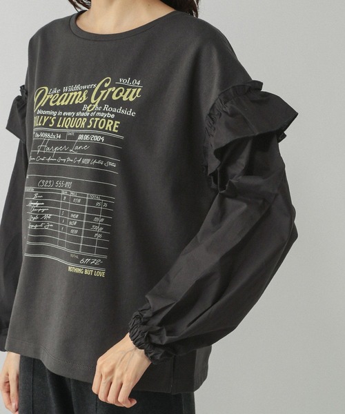 GLOBAL WORK（グローバルワーク）の「フリルプリントスウェットプルオーバー/599584（スウェット・レディース・オフホワイト/ダークグレー/ライトグレー・MEDIUM/LARGE）」の22枚目の写真