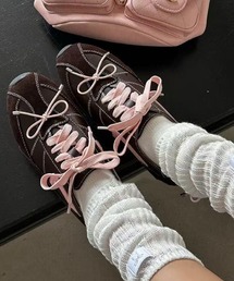 25aw ステッチデザイン/リボン付きスニーカー