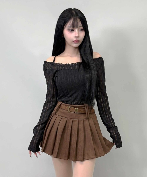 FOLLOWIN(フォロウィン)の「ベルト付きスエードプリーツミニスカート(スカート・レディース・ブラウン/ブラック・SMALL/MEDIUM)」の17枚目の写真