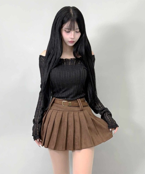 FOLLOWIN(フォロウィン)の「ベルト付きスエードプリーツミニスカート(スカート・レディース・ブラウン/ブラック・SMALL/MEDIUM)」の19枚目の写真