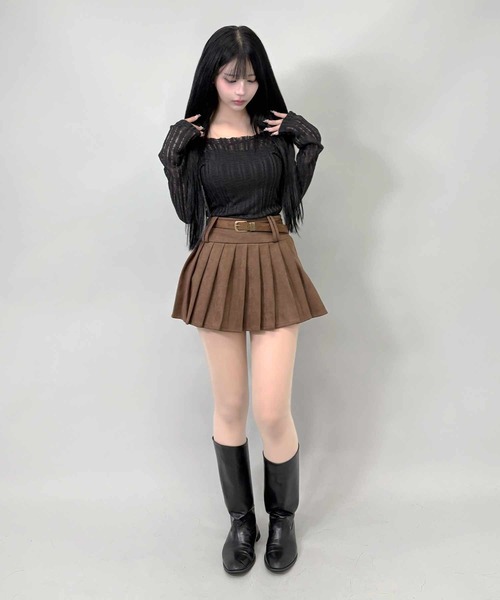 FOLLOWIN(フォロウィン)の「ベルト付きスエードプリーツミニスカート(スカート・レディース・ブラウン/ブラック・SMALL/MEDIUM)」の16枚目の写真