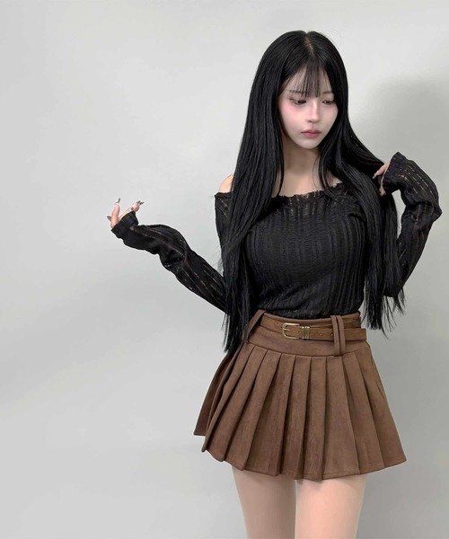 FOLLOWIN(フォロウィン)の「ベルト付きスエードプリーツミニスカート(スカート・レディース・ブラウン/ブラック・SMALL/MEDIUM)」の20枚目の写真