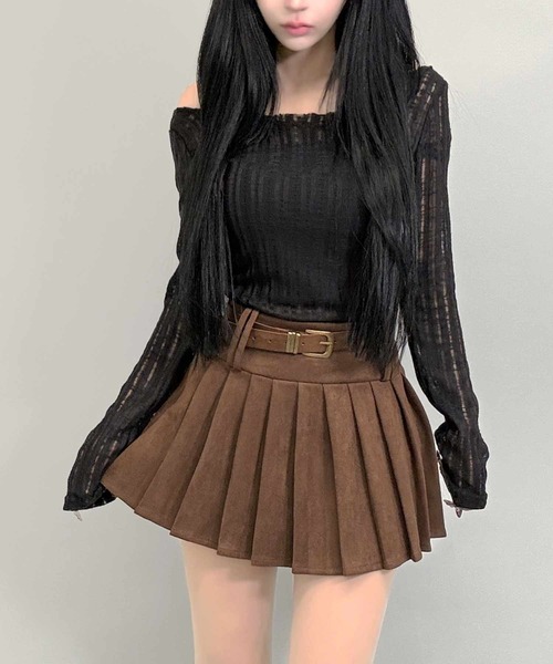 FOLLOWIN(フォロウィン)の「ベルト付きスエードプリーツミニスカート(スカート・レディース・ブラウン/ブラック・SMALL/MEDIUM)」の22枚目の写真