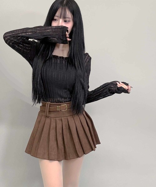 FOLLOWIN(フォロウィン)の「ベルト付きスエードプリーツミニスカート(スカート・レディース・ブラウン/ブラック・SMALL/MEDIUM)」の21枚目の写真