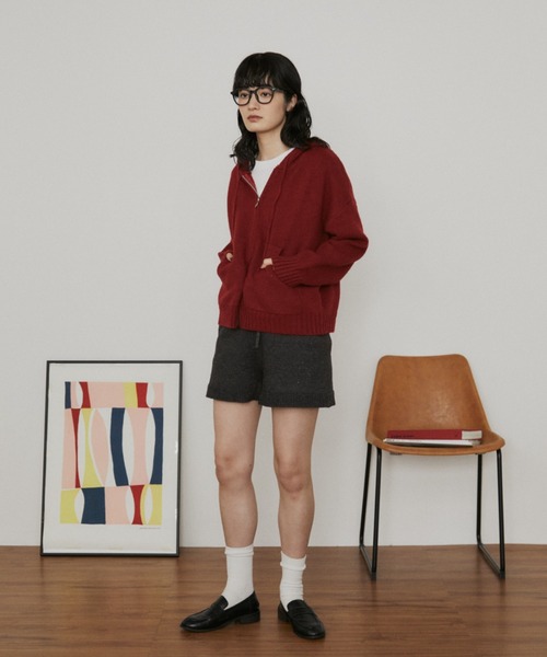 MERLOT（メルロー）の「ダブルジップニットパーカー（パーカー・レディース・グレー/レッド/ブルー/ネイビー・FREE）」の10枚目の写真