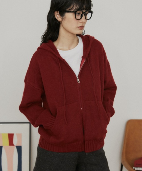 MERLOT（メルロー）の「ダブルジップニットパーカー（パーカー・レディース・グレー/レッド/ブルー/ネイビー・FREE）」の6枚目の写真