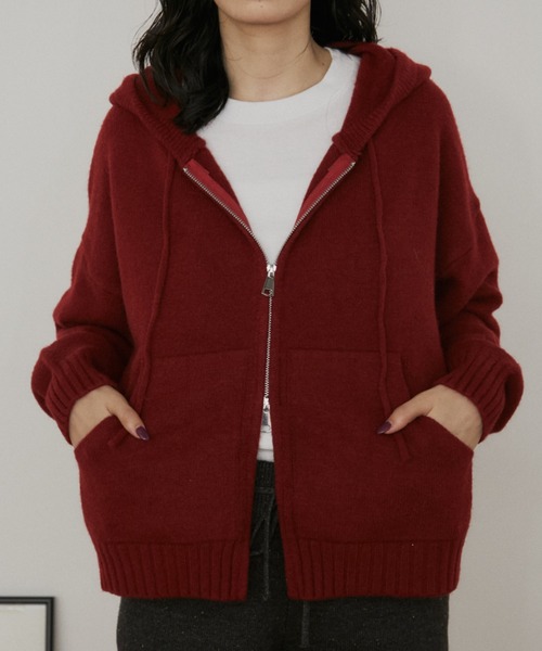 MERLOT（メルロー）の「ダブルジップニットパーカー（パーカー・レディース・グレー/レッド/ブルー/ネイビー・FREE）」の13枚目の写真