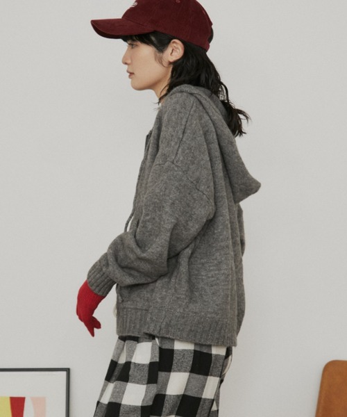 MERLOT（メルロー）の「ダブルジップニットパーカー（パーカー・レディース・グレー/レッド/ブルー/ネイビー・FREE）」の18枚目の写真
