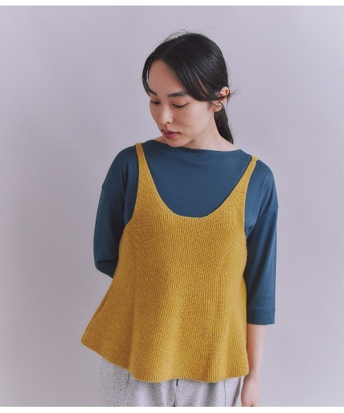 SIPULI(シプリ)の「Colorful Melange 2wayペプラムキャミニット(ニット/セーター・レディース・イエロー/ダークブラウン/グレイッシュベージュ・2)」の3枚目の写真