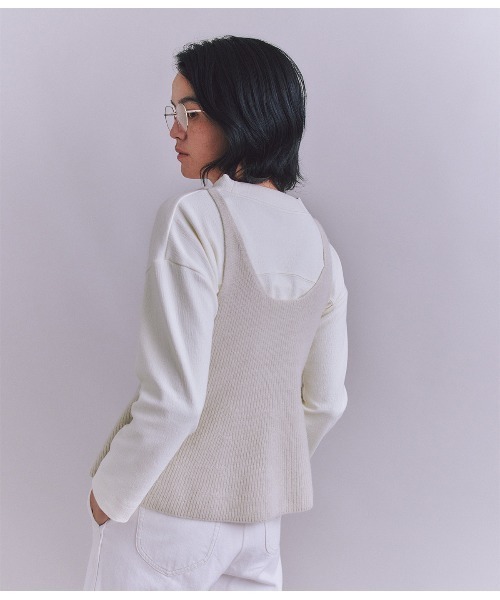 SIPULI(シプリ)の「Colorful Melange 2wayペプラムキャミニット(ニット/セーター・レディース・イエロー/ダークブラウン/グレイッシュベージュ・2)」の18枚目の写真