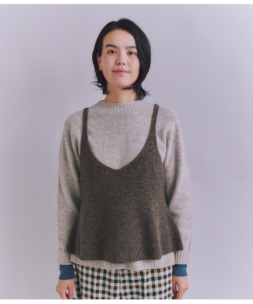SIPULI(シプリ)の「Colorful Melange 2wayペプラムキャミニット(ニット/セーター・レディース・イエロー/ダークブラウン/グレイッシュベージュ・2)」の5枚目の写真