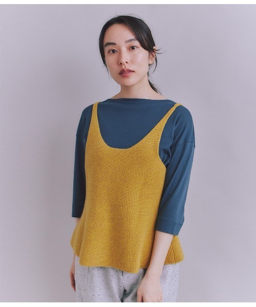 SIPULI(シプリ)の「Colorful Melange 2wayペプラムキャミニット(ニット/セーター・レディース・イエロー/ダークブラウン/グレイッシュベージュ・2)」の8枚目の写真