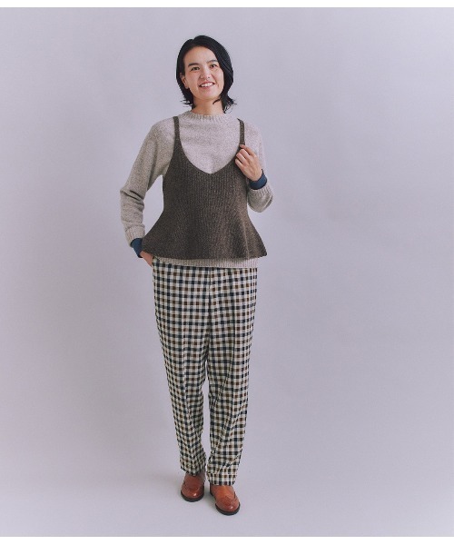 SIPULI(シプリ)の「Colorful Melange 2wayペプラムキャミニット(ニット/セーター・レディース・イエロー/ダークブラウン/グレイッシュベージュ・2)」の13枚目の写真