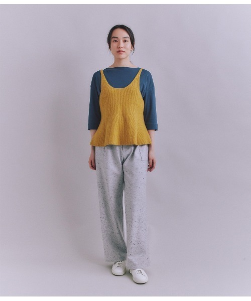 SIPULI(シプリ)の「Colorful Melange 2wayペプラムキャミニット(ニット/セーター・レディース・イエロー/ダークブラウン/グレイッシュベージュ・2)」の15枚目の写真