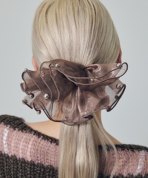 GOLDY（ゴールディ）の「スフィアー シアー フリル バレッタ（バレッタ/ヘアクリップ・レディース・ブラック系1/ブルー系1/ブラック系2/ブルー系2/ホワイト系2/ホワイト系1/パープル系2/ブラウン系1/ブラウン系2/グレー系2/パープル系1/グレー系1・FREE）」の9枚目の写真