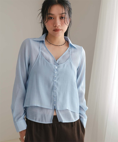 miette(ミエット)の「シアーホルターネックブラウス(シャツ/ブラウス・レディース・グレー/ライトブルー/イエロー・L/M/S)」の3枚目の写真