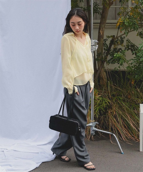 miette(ミエット)の「シアーホルターネックブラウス(シャツ/ブラウス・レディース・グレー/ライトブルー/イエロー・L/M/S)」の8枚目の写真