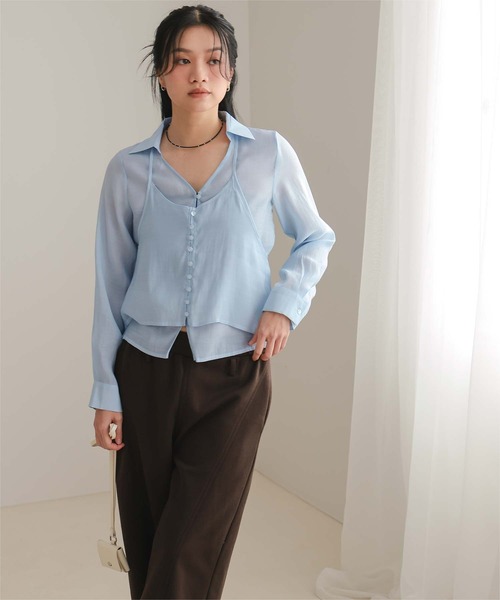 miette(ミエット)の「シアーホルターネックブラウス(シャツ/ブラウス・レディース・グレー/ライトブルー/イエロー・L/M/S)」の5枚目の写真