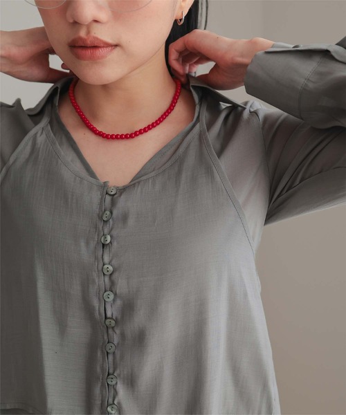 miette(ミエット)の「シアーホルターネックブラウス(シャツ/ブラウス・レディース・グレー/ライトブルー/イエロー・L/M/S)」の9枚目の写真