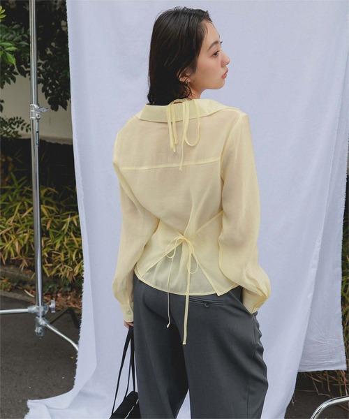 miette(ミエット)の「シアーホルターネックブラウス(シャツ/ブラウス・レディース・グレー/ライトブルー/イエロー・L/M/S)」の21枚目の写真