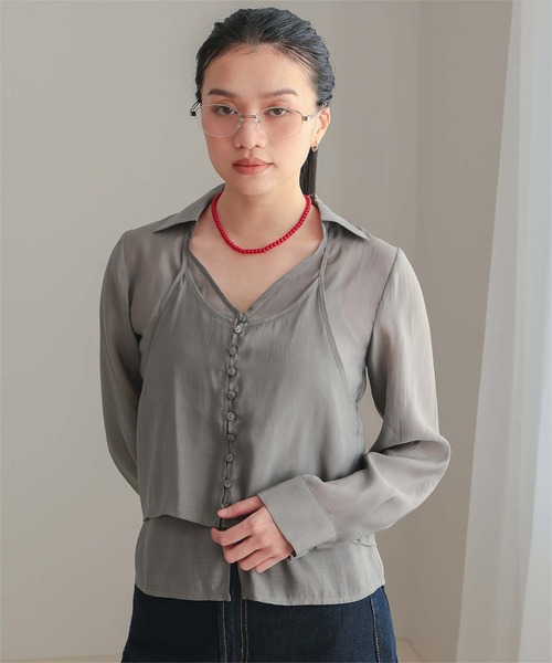 miette(ミエット)の「シアーホルターネックブラウス(シャツ/ブラウス・レディース・グレー/ライトブルー/イエロー・L/M/S)」の10枚目の写真