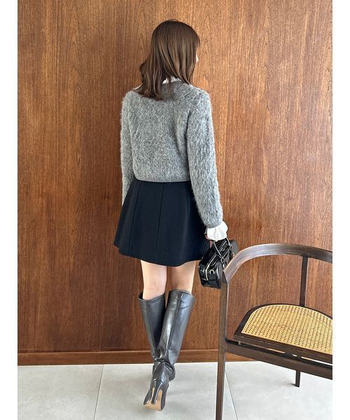 ファーライクフリルニットジャケット（ノーカラージャケット）｜SNIDEL