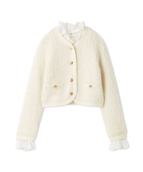 ファーライクフリルニットジャケット（ノーカラージャケット）｜SNIDEL