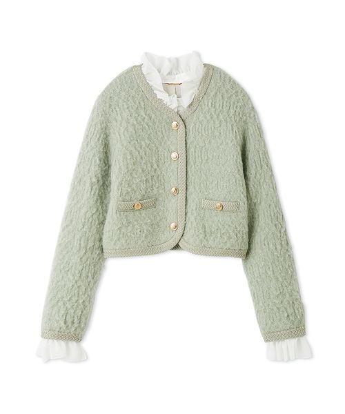 ファーライクフリルニットジャケット（ノーカラージャケット）｜SNIDEL