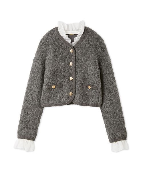 ファーライクフリルニットジャケット（ノーカラージャケット）｜SNIDEL