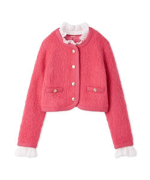 ファーライクフリルニットジャケット（ノーカラージャケット）｜SNIDEL